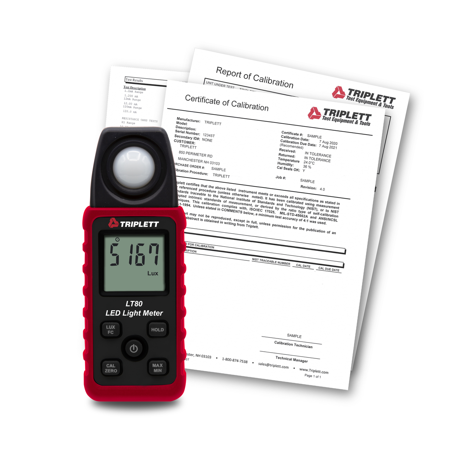 Triplett LT80-NIST LED Light Meter with Certificate of Traceability to N.I.S.T.